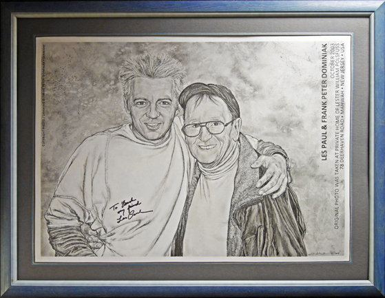 Les Paul signed drawing