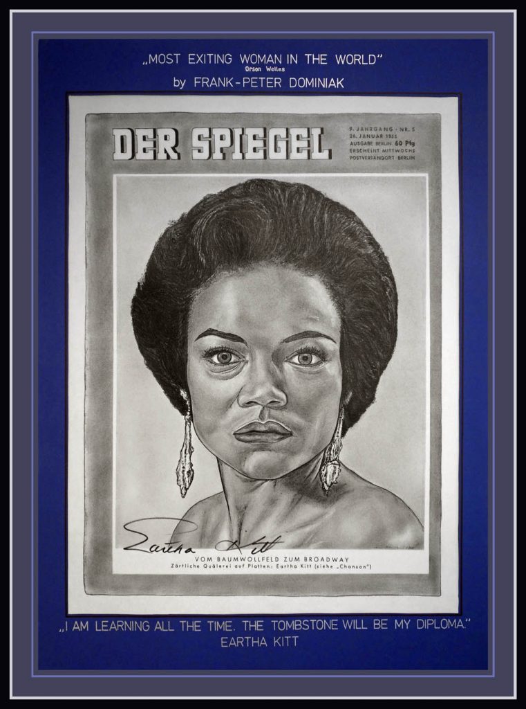 Eartha Kitt signed drawing by Frank Dominiak