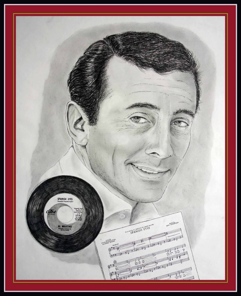Al Martino portrait drawing by Frank Dominiak