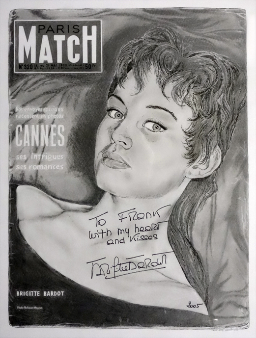 Brigitte Bardot signed drawing by Frank Dominiak