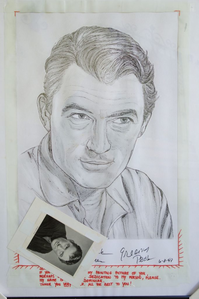 Gregory Peck signed drawing by Frank Dominiak