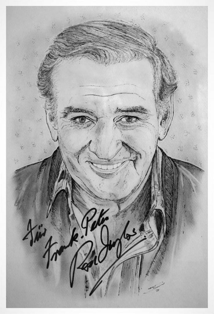 Rod Taylor signed drawing by Frank Dominiak