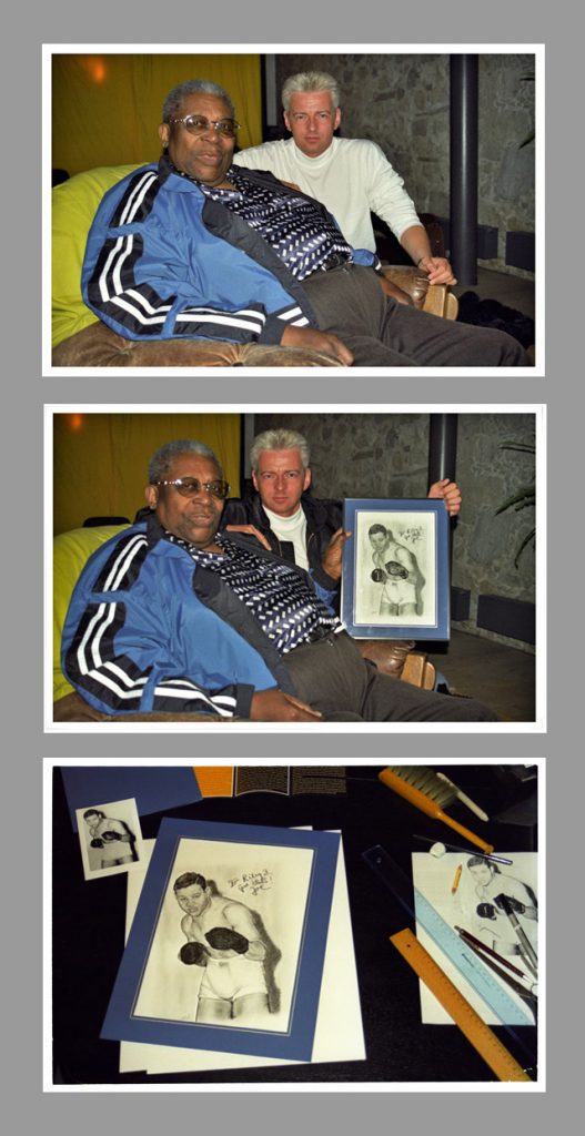 Photos: Frank Dominiak and B. B. King with his drawing