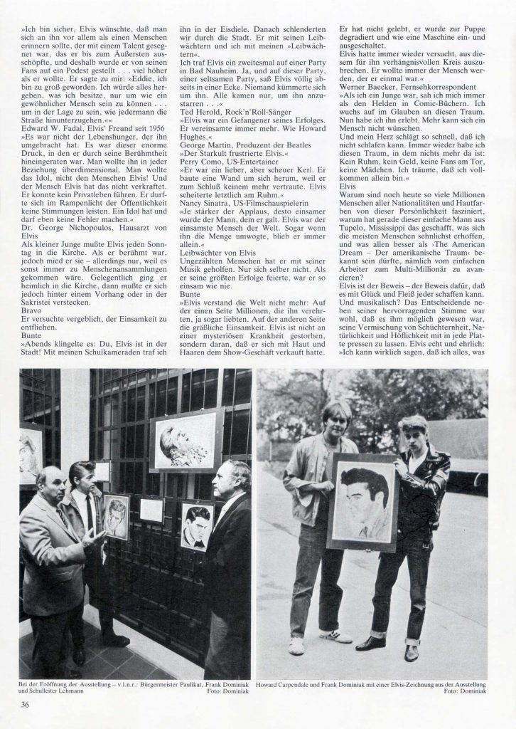 Artikel zu der Elvis Ausstellung