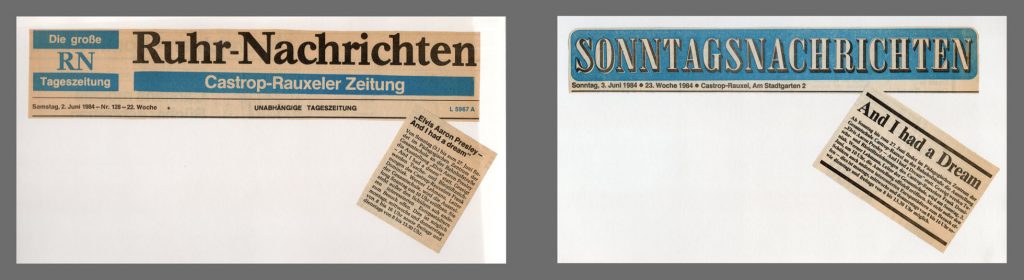 Zeitungsausschnitt zur Ausstellung Elvis Aaron Presley